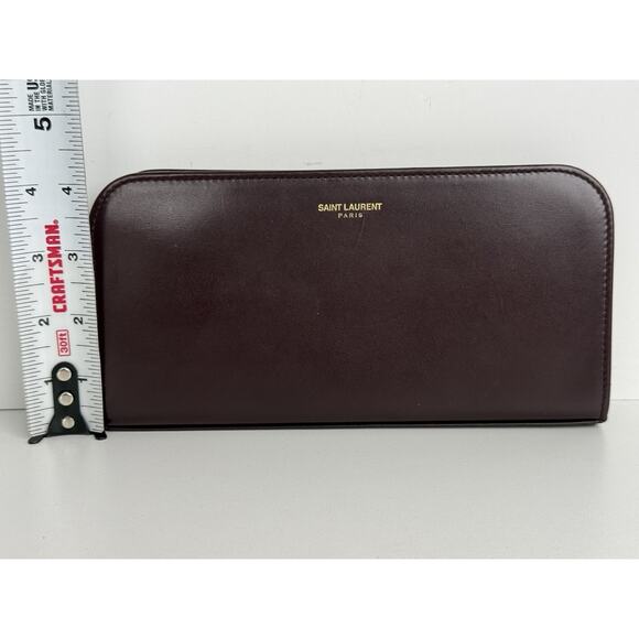 Saint Laurent Amerena Zip Around Wallet Burgundy Leather - Picture 14 of 15